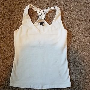 White tank top with lace detail at top and back